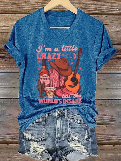 Women's I'm A Little Crazy Printed Short-Sleeved T-Shirt