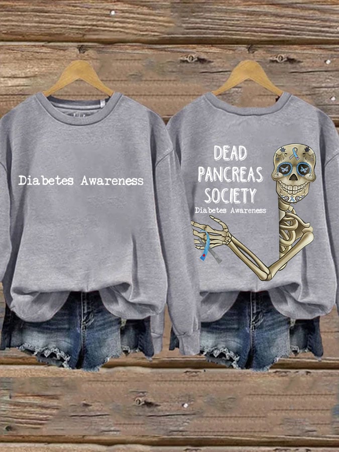 Retro Diabetes Awareness Dead Pancreas Society Print Sweatshirt