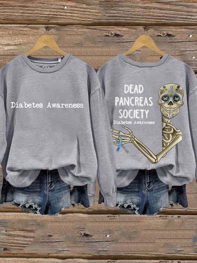 Retro Diabetes Awareness Dead Pancreas Society Print Sweatshirt