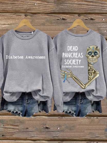 Retro Diabetes Awareness Dead Pancreas Society Print Sweatshirt