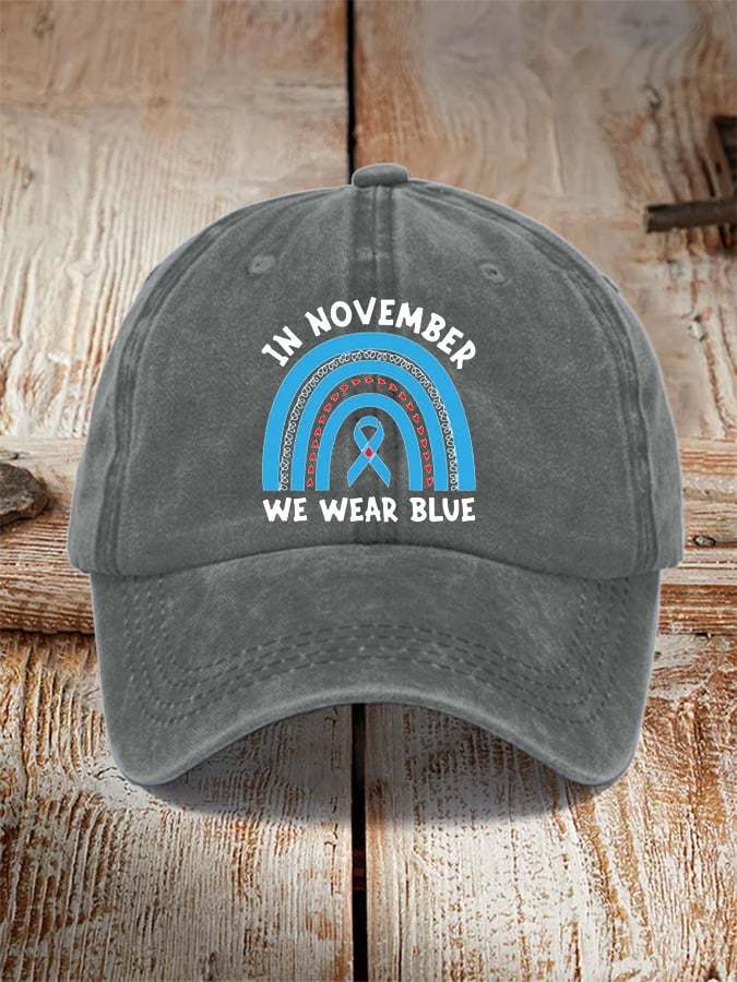 Diabetes Awareness In November We Wear Blue Print Baseball Cap