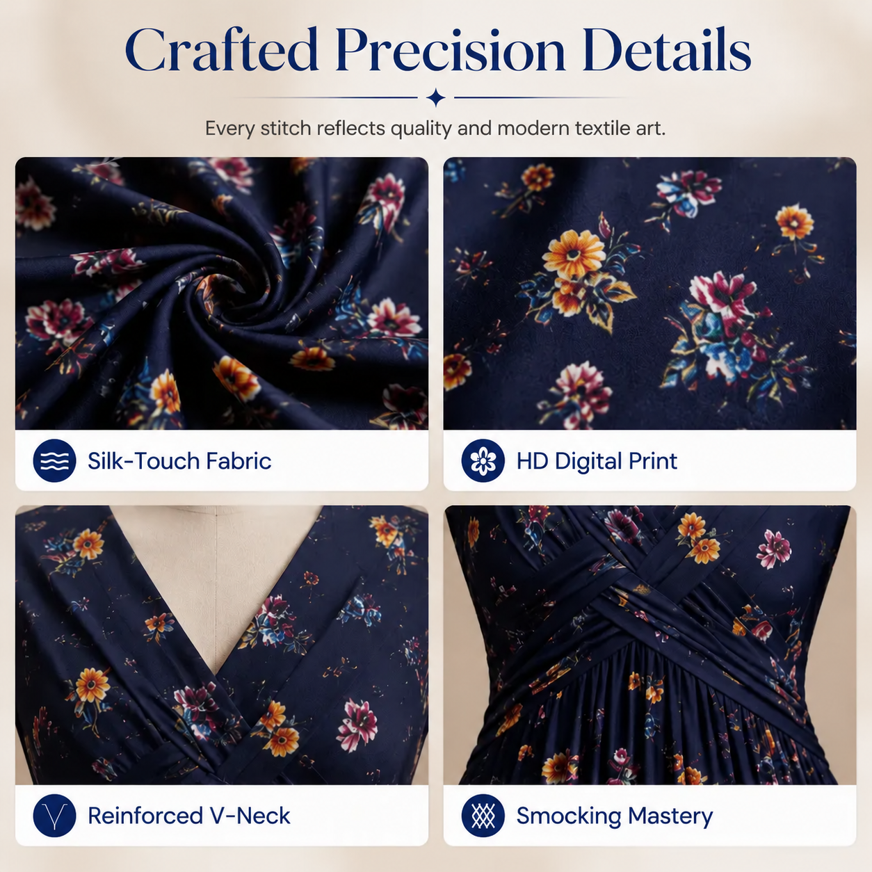 Women's V-Neck Floral Print Dress with Twist Waist