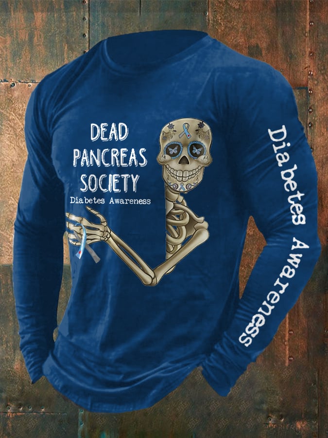 Men's Retro Diabetes Awareness Dead Pancreas Society Print T-Shirt
