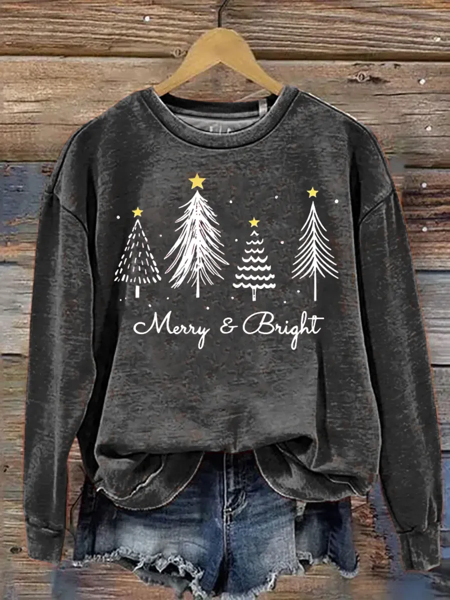 Christmas Tree Pattern Art Print Casual Sweatshirt