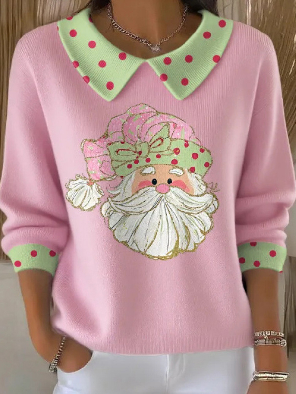 Cute Santa Claus Printed Women's Oversized Sweatshirt