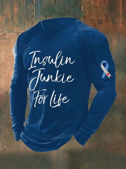 Men's Funny Insulin Junkie for Life Diabetes Awareness Top