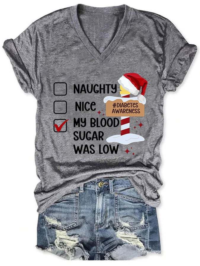 Women's Casual Diabetes Awareness Printed Short Sleeve T-Shirt