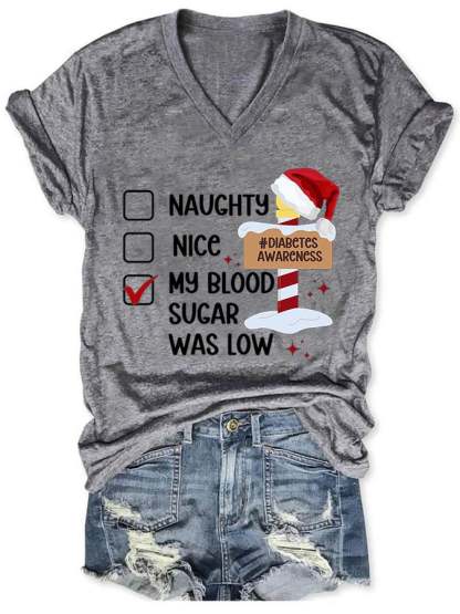 Women's Casual Diabetes Awareness Printed Short Sleeve T-Shirt