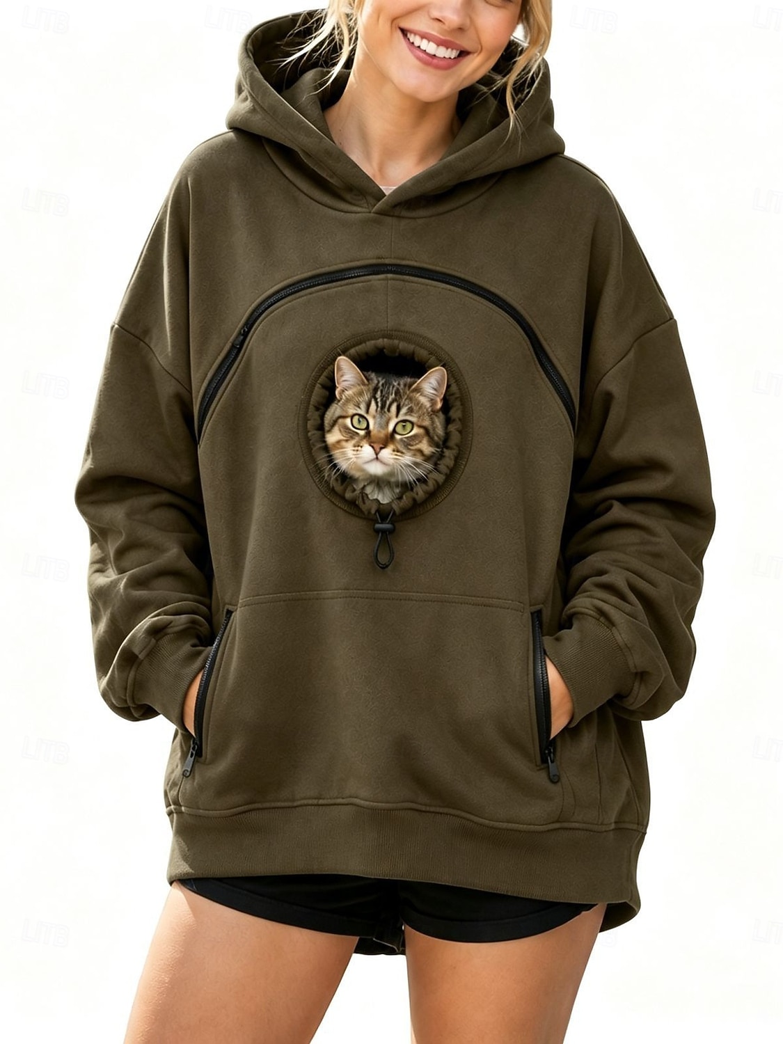 Christmas Bonding Pouch Hoodie Pet Lover Gifts Small Pet Carrier Cat Dog Cute Cozy for Women