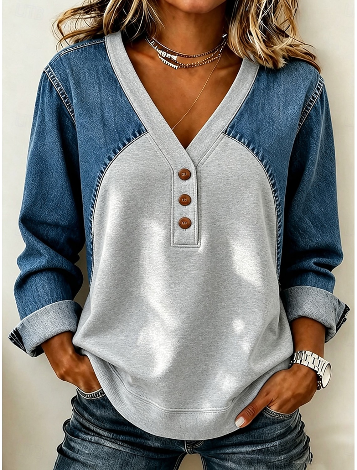 Women's Pullover Casual Long Sleeve V Neck Regular Top