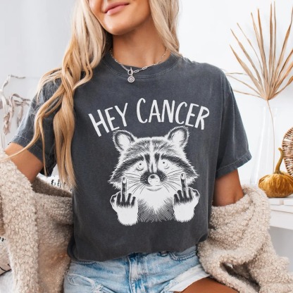 Women'S Casual Fuck You Cancer Racoon Comfort Colors Shirt Gift