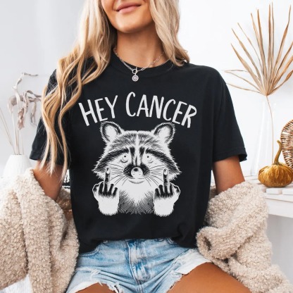 Women'S Casual Fuck You Cancer Racoon Comfort Colors Shirt Gift