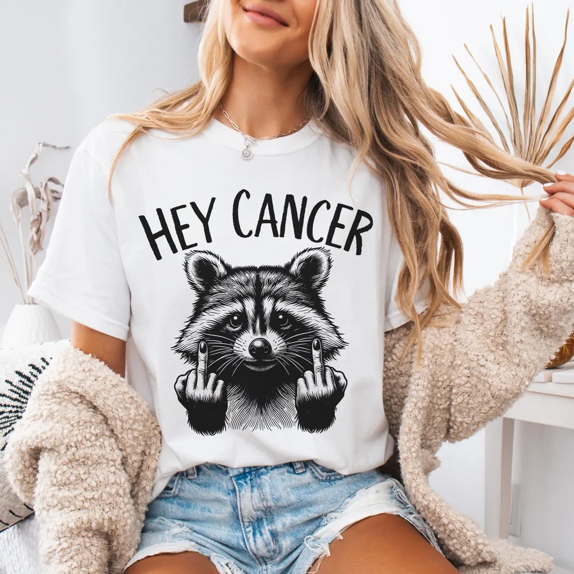 Women'S Casual Fuck You Cancer Racoon Comfort Colors Shirt Gift