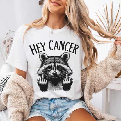 Women'S Casual Fuck You Cancer Racoon Comfort Colors Shirt Gift