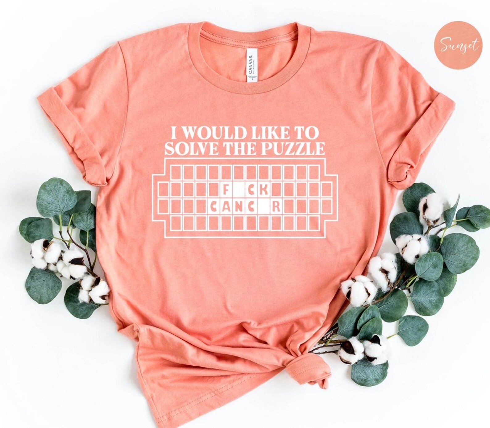 Women'S Casual Fuck Cancer Puzzle Shirt Based Print T Shirt