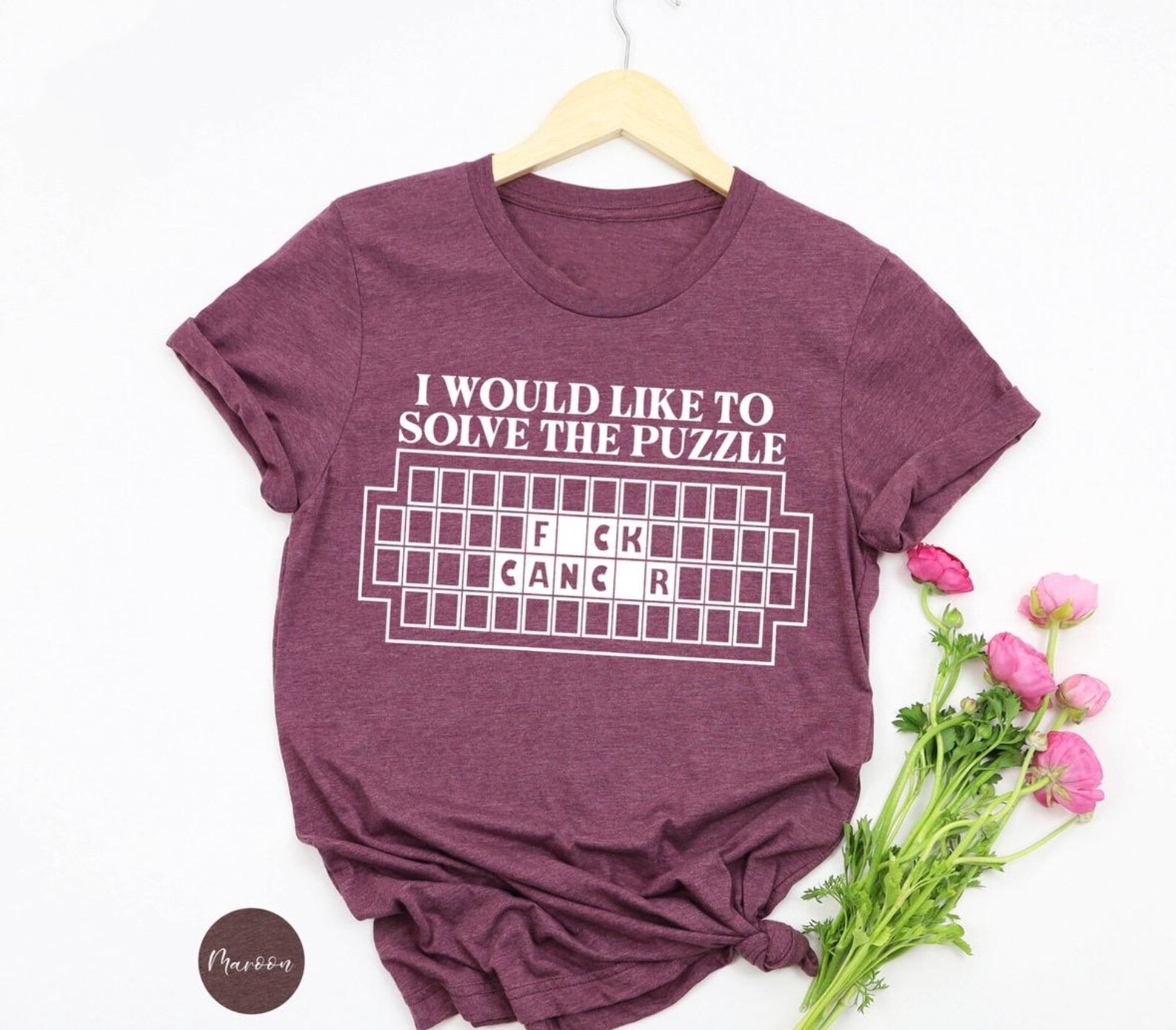 Women'S Casual Fuck Cancer Puzzle Shirt Based Print T Shirt