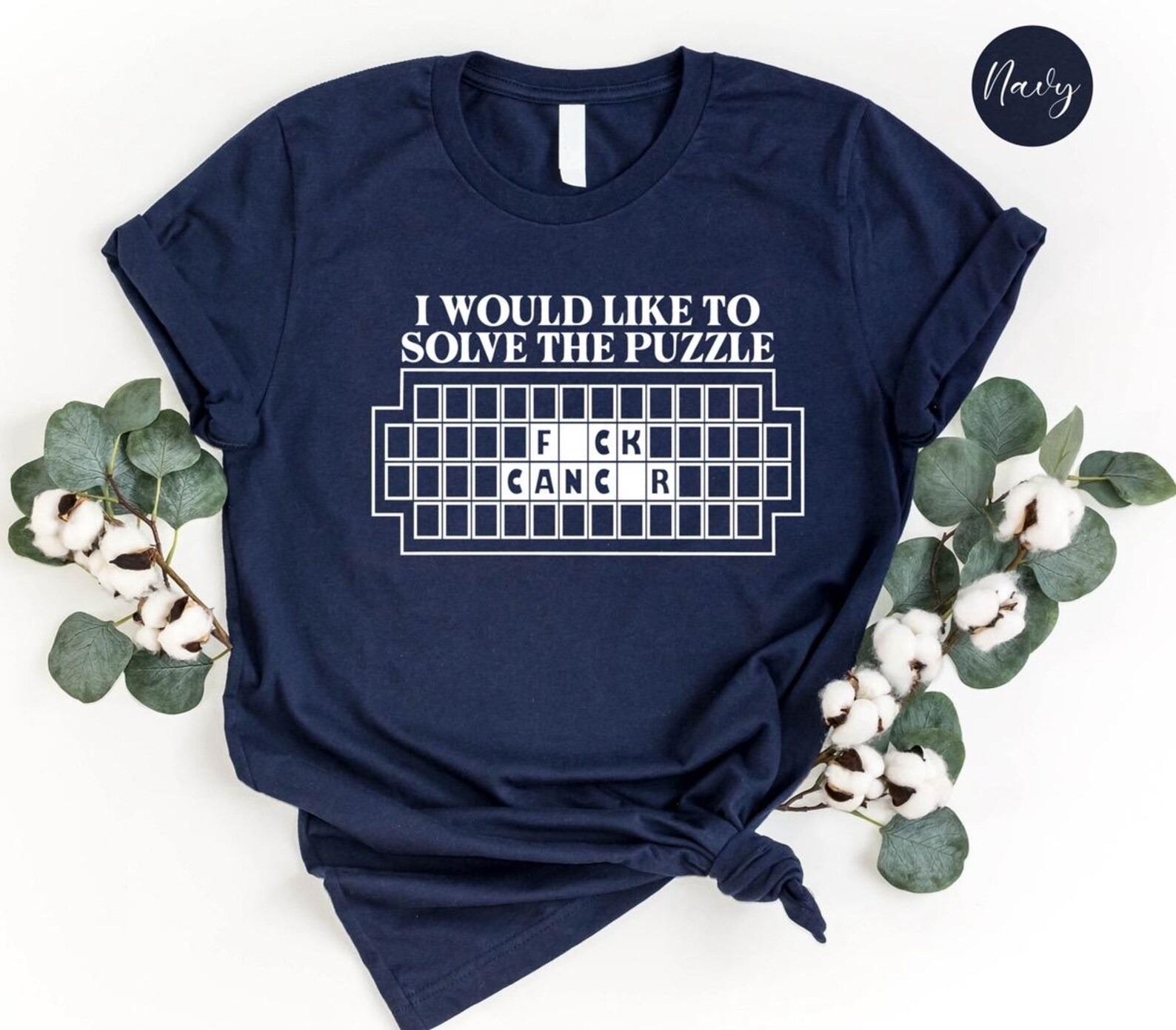 Women'S Casual Fuck Cancer Puzzle Shirt Based Print T Shirt