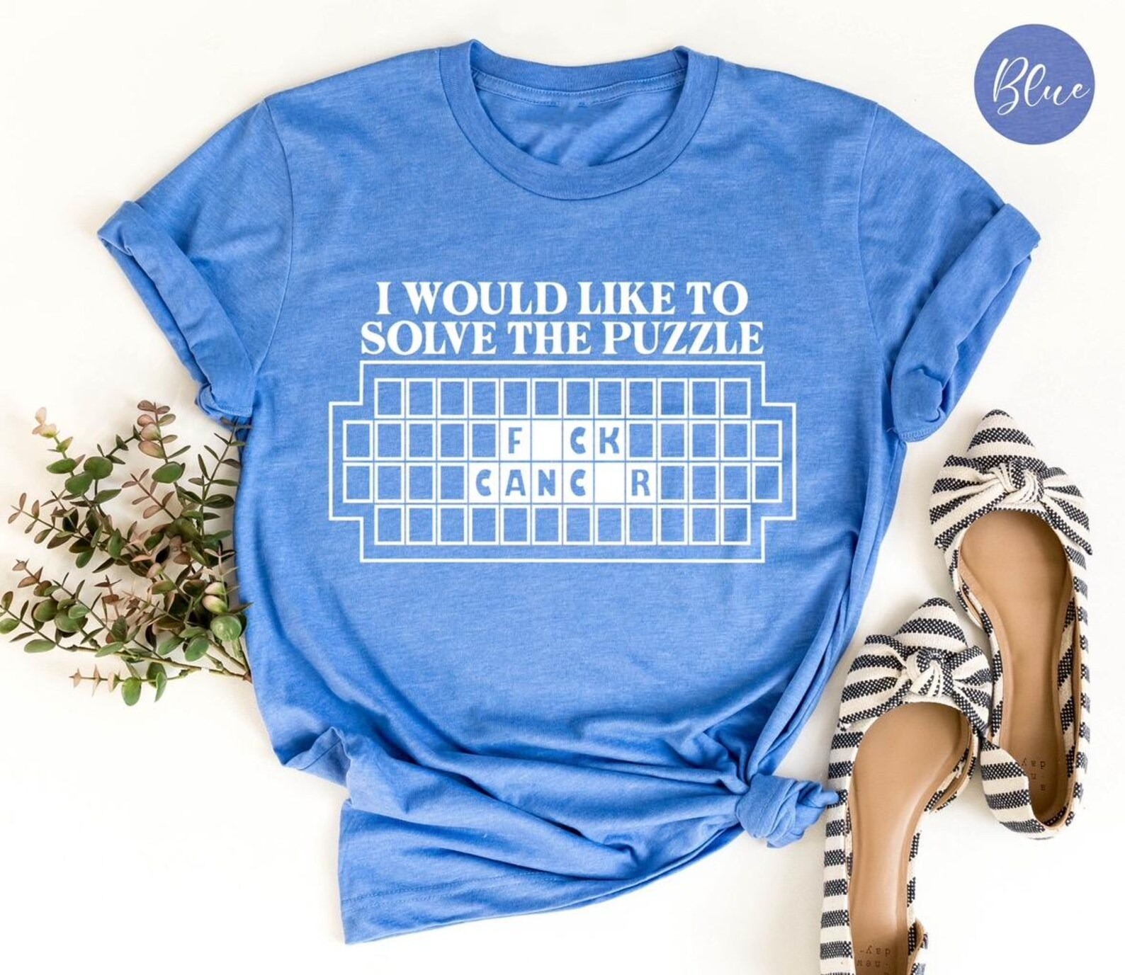 Women'S Casual Fuck Cancer Puzzle Shirt Based Print T Shirt