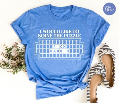 Women'S Casual Fuck Cancer Puzzle Shirt Based Print T Shirt