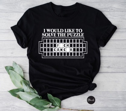 Women'S Casual Fuck Cancer Puzzle Shirt Based Print T Shirt