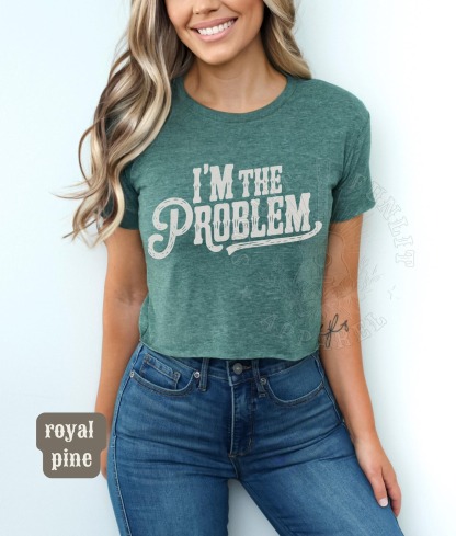 Women's I'm The Problem Wallen Cropped Tee, Country Crop Top