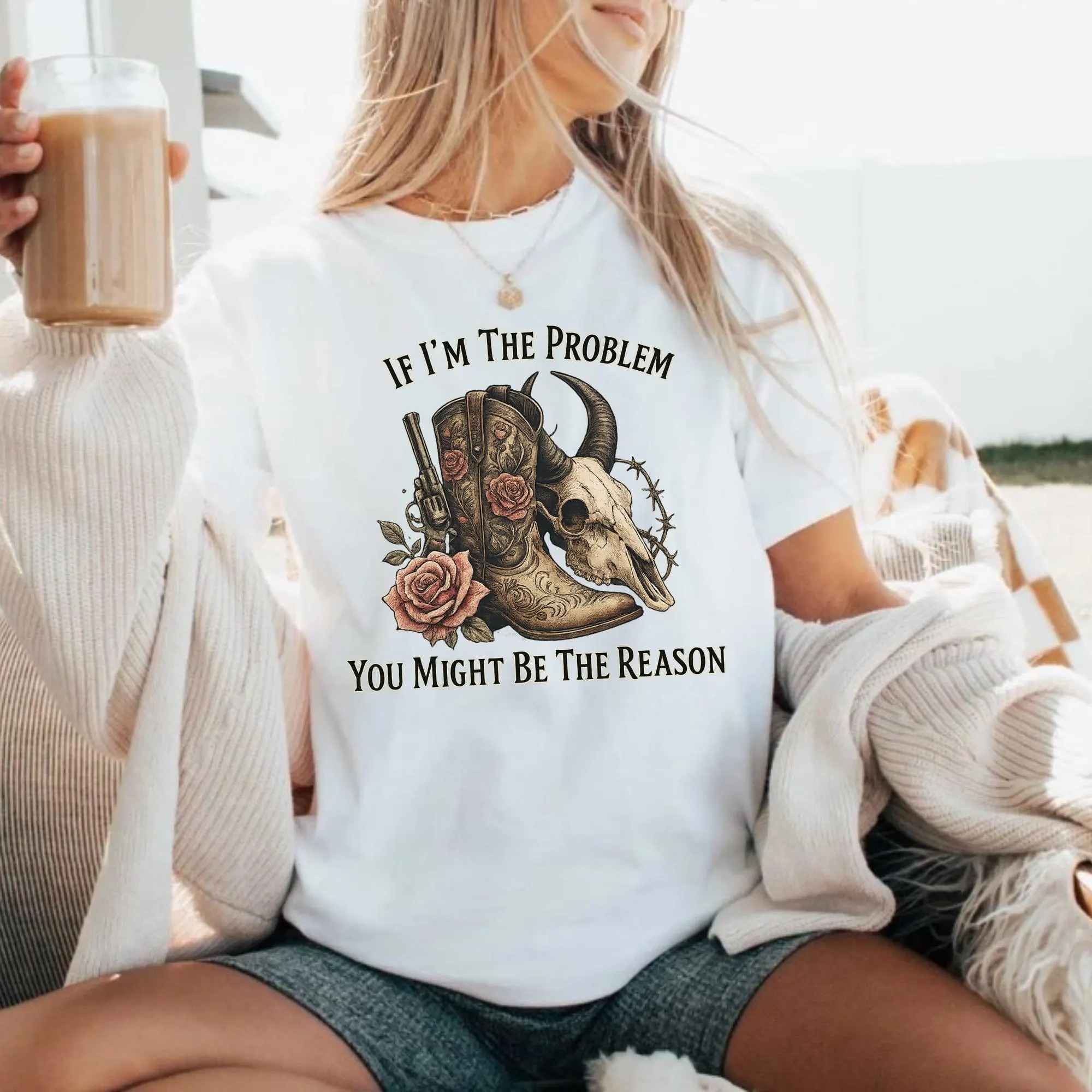 Women's If I'm The Problem Then You Might Be The Reason Printed Short-Sleeved T-Shirt