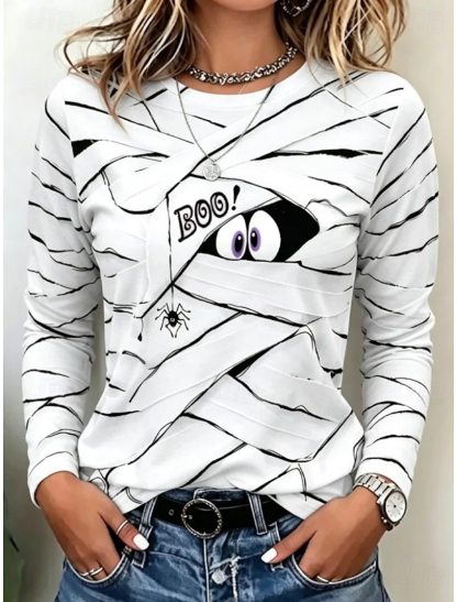Halloween Women's Cute Mummy Boo Graphic T Shirt