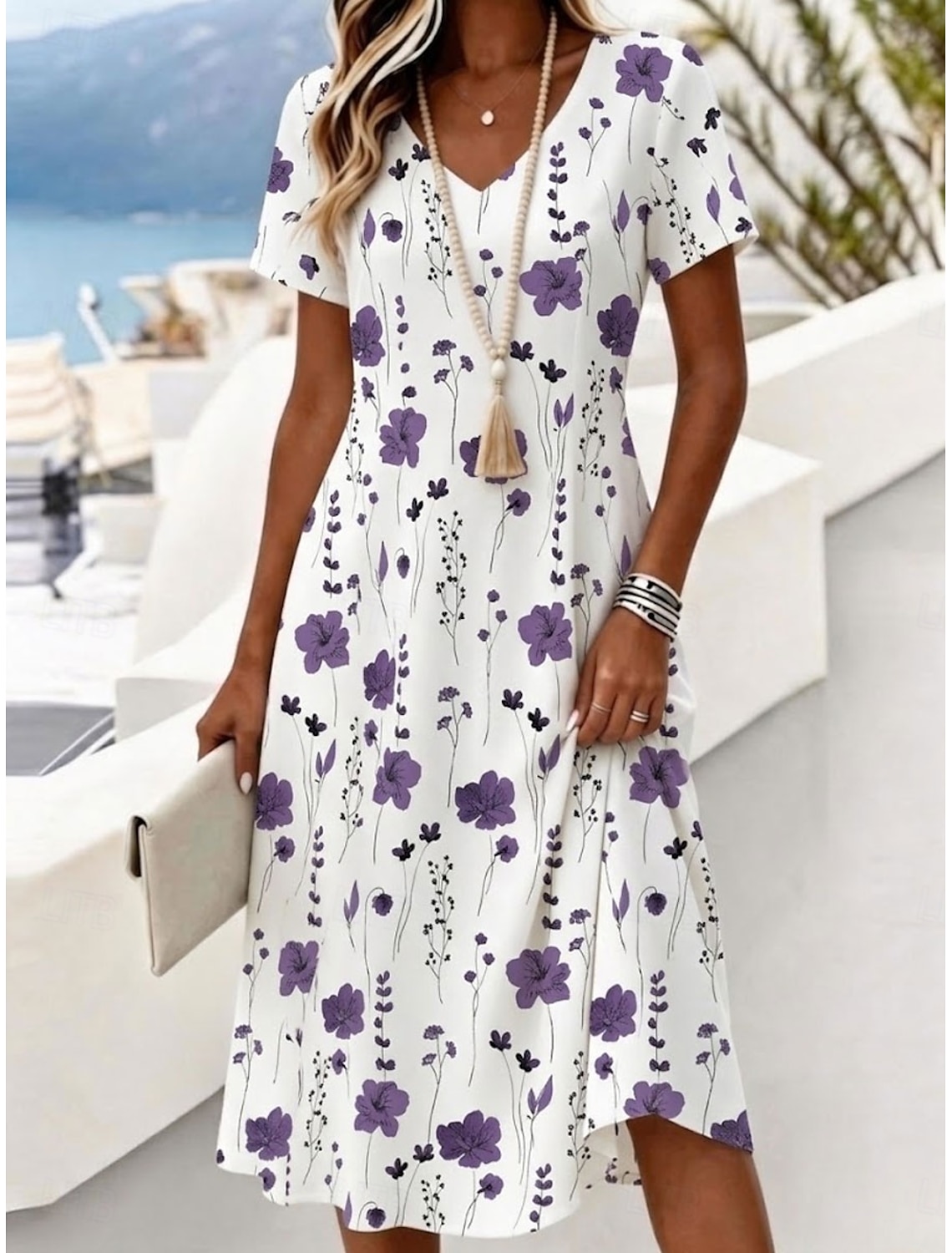 Women's Knee Length Dress T Shirt Dress Tee Dress