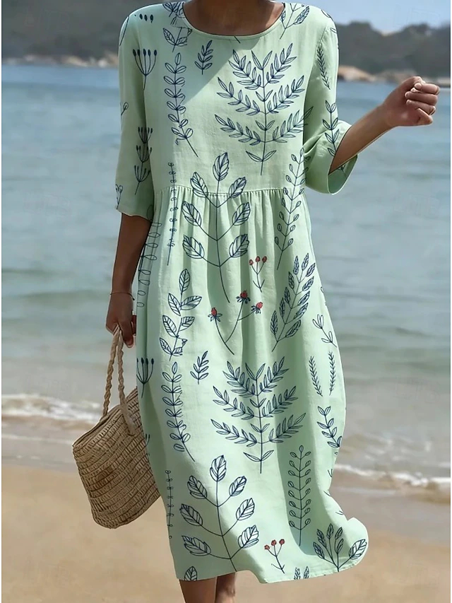 Women's Sundress Vacation Casual Beach Going out Regular Fit Floral Graphic Midi Dress