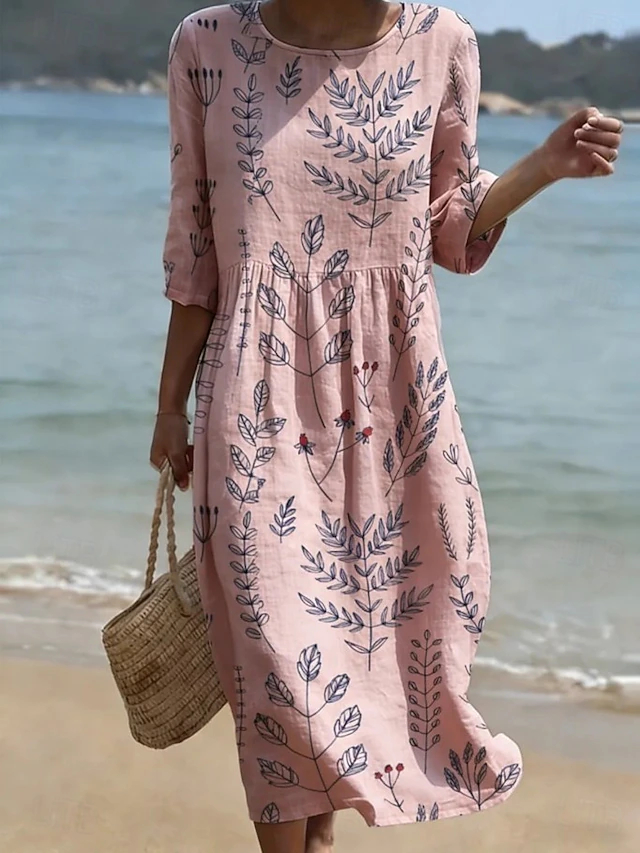 Women's Sundress Vacation Casual Beach Going out Regular Fit Floral Graphic Midi Dress