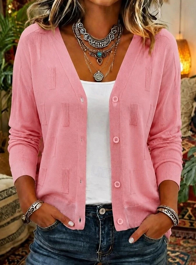 Women's Sweater Elegant Vacation Daily Long Sleeve V Neck Regular Tops