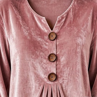 Women's Shirt Velvet Solid Color Plain Elegant Bohemia Vacation Long Sleeve V Neck Long Tops