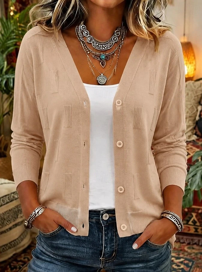 Women's Sweater Elegant Vacation Daily Long Sleeve V Neck Regular Tops