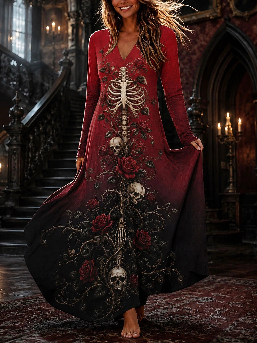 Halloween Women's Maxi Dress Boho Dress Vintage Dress Casual Dress