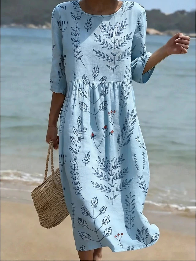 Women's Sundress Vacation Casual Beach Going out Regular Fit Floral Graphic Midi Dress