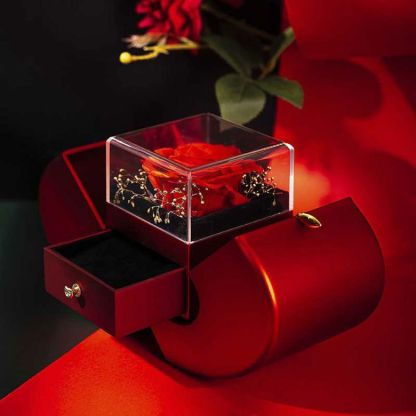 Weißgold-Halskette - Echte Rose - das beste Geschenk für Freundin, Geliebte, Mutter