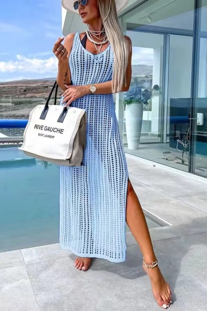 Deserted Island Плетиво на една кука Cross Back Cover Up Maxi Dress