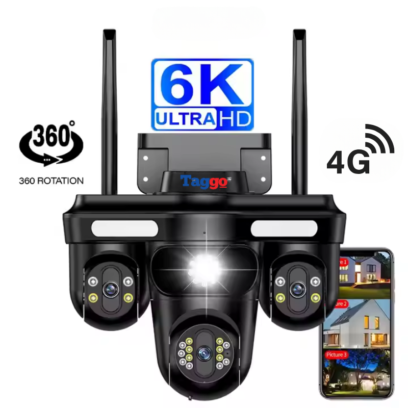 Camera de Supraveghere Crocodil. Conexiune 4G. 3 Lentile. 12 MP. Vedere Panoramica. Night vision