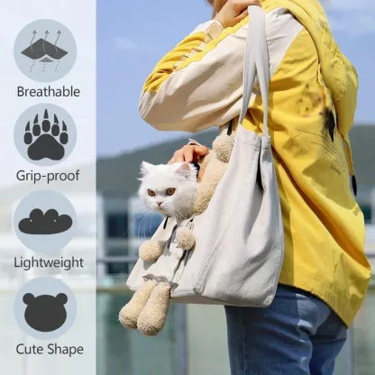 🔥Promoção com 49% de desconto🔥HD Bolsa de ombro para cães e gatos Bolsa de mão para transporte de gatos ao ar livre em forma de urso fofo, suprimentos portáteis para animais de estimação