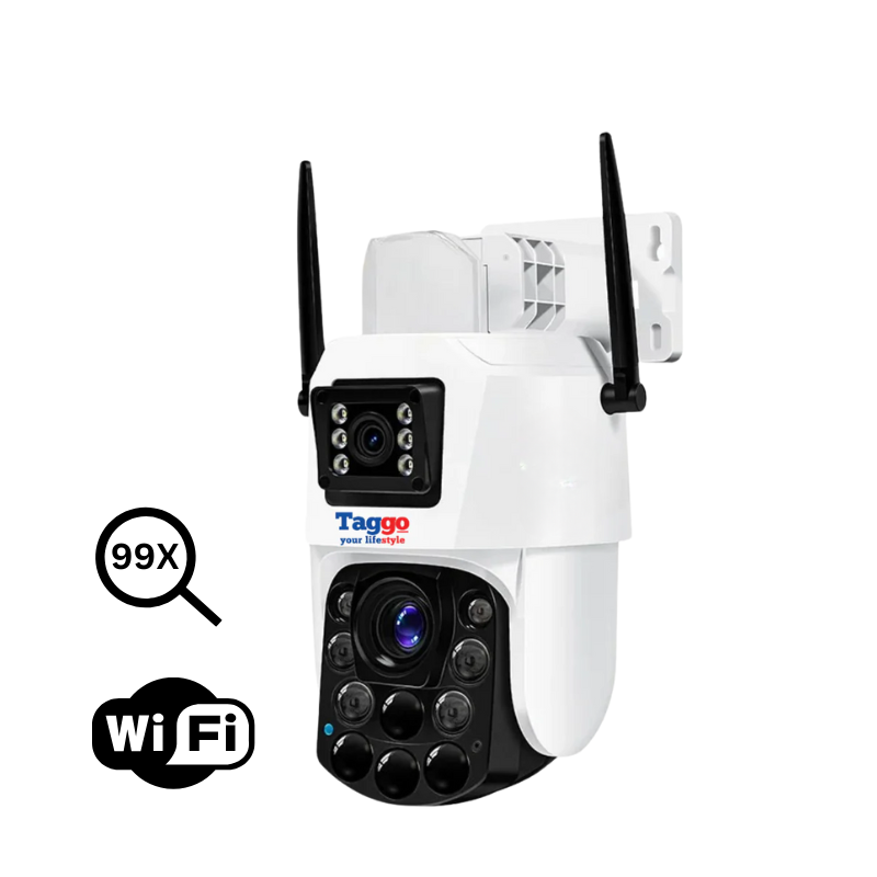 Camera de supraveghere WIFI 4K. 100X. 2 lentile. Control din aplicatie. Detectie umana. Rezistenta la apa IP66