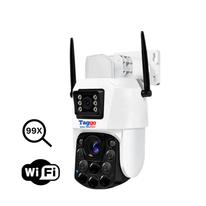 Camera de supraveghere WIFI 4K. 100X. 2 lentile. Control din aplicatie. Detectie umana. Rezistenta la apa IP66