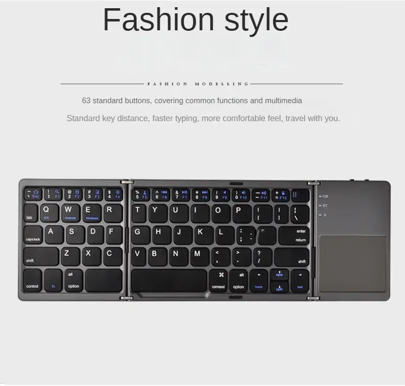 bi fold   wireless foldable keyboard   silent ultra thin portable keyboard three systems universal details 5