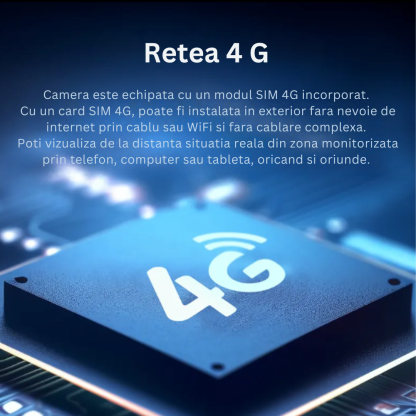 Camera de supraveghere cu incarcare solara. 4G. cu  Lentila Dubla. Baterie 10.000mAh. Consum redus de energie. Rezistanta la apa IP65