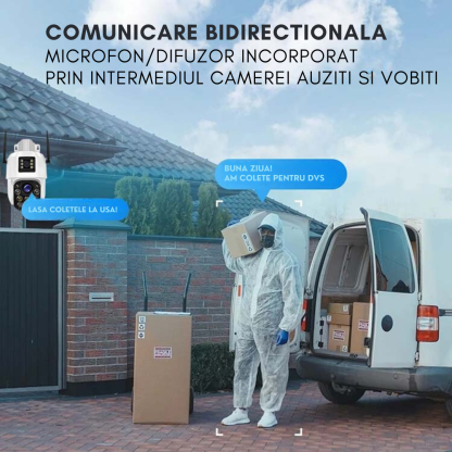Camera de supraveghere WIFI 4K. 100X. 2 lentile. Control din aplicatie. Detectie umana. Rezistenta la apa IP66