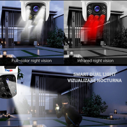 Camera de supraveghere WIFI 4K. 100X. 2 lentile. Control din aplicatie. Detectie umana. Rezistenta la apa IP66
