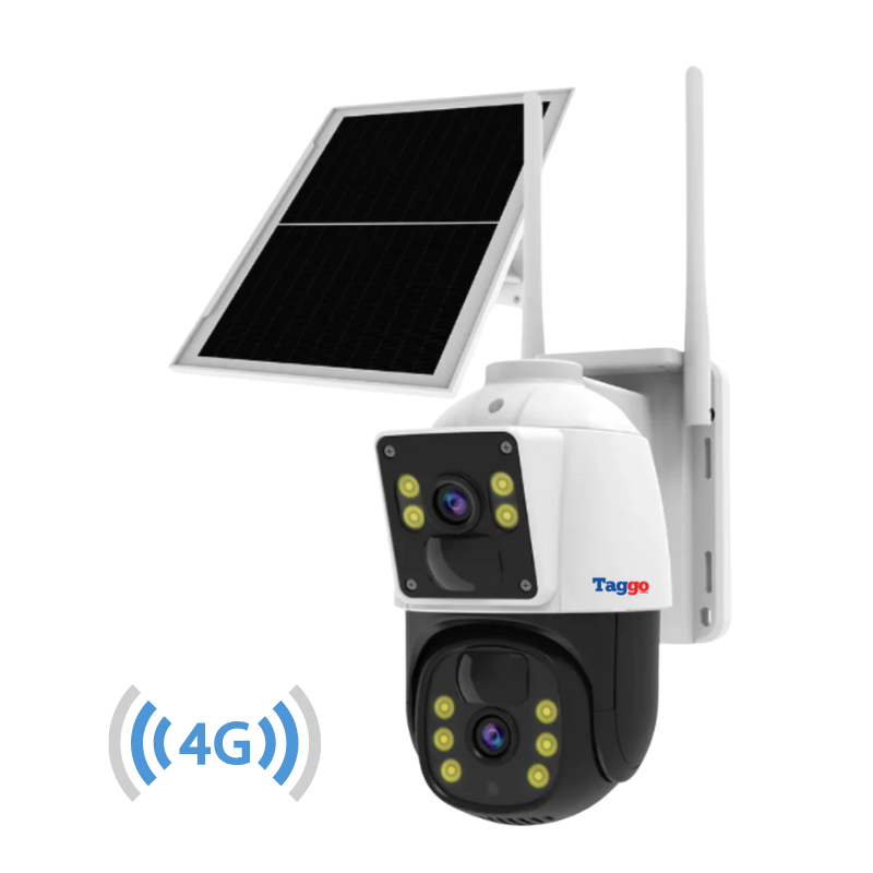 Camera de supraveghere cu incarcare solara. 4G. cu  Lentila Dubla. Baterie 10.000mAh. Consum redus de energie. Rezistanta la apa IP65