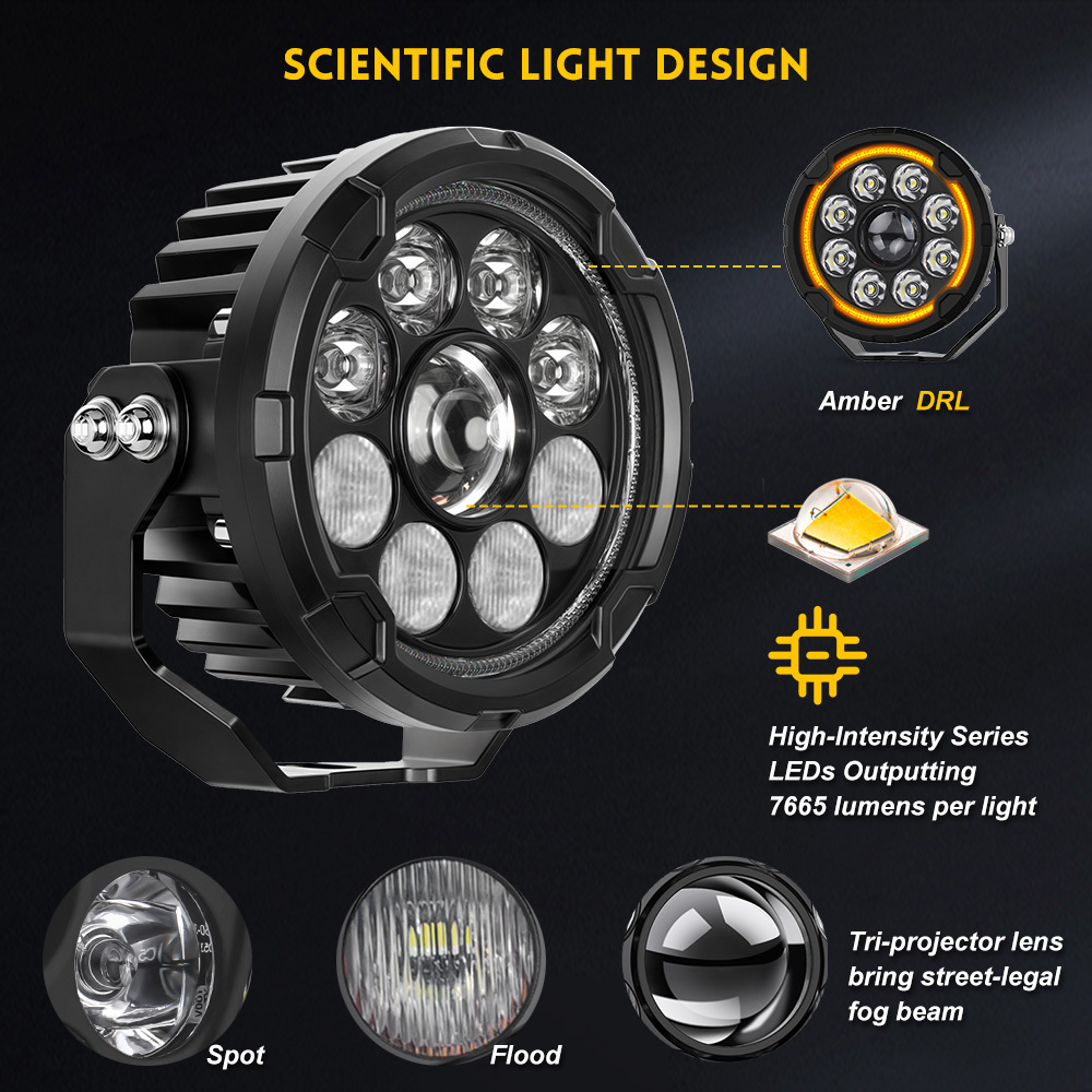 High&Low Beam Motorcycle Spotlight D040-9-C