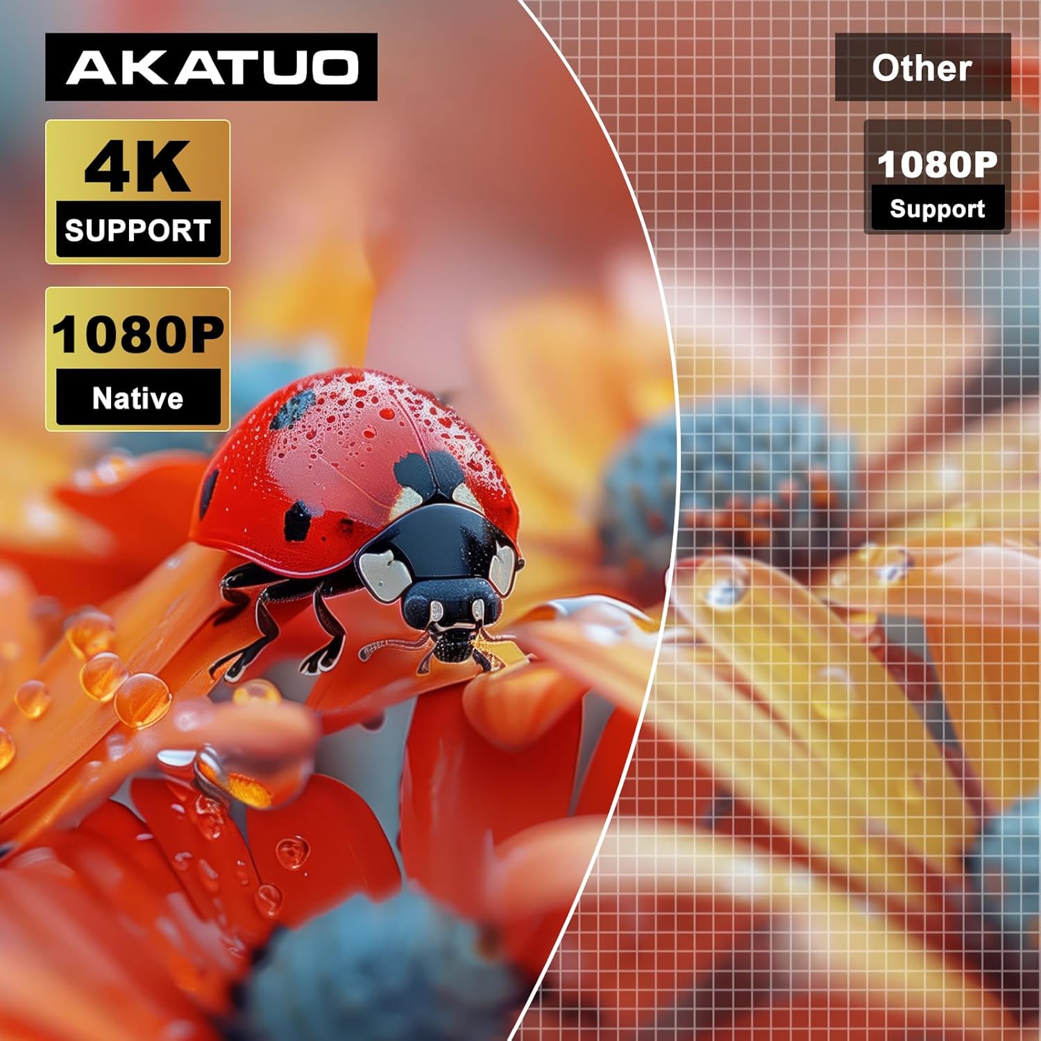 SEMNARE SUCCES 【Auto Fokus/Trapezkorrektur】 Smart Beamer 360 ° Rotation & Zoom 50%, AKATUO Heimkino Projektor, Native 1080P, 4K Unterstützt, WiFi6 Bluetooth, Video Beamer Bullet-in Lautsprecher