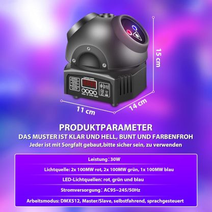 SEMNARE SUCCES Discolicht Partylicht, Moving Head,LED RGB Licht DJ Projektor Musikgesteuert DJ Disco Lichter, DMX Effektstrahler,Für KTV Familientreffen Hochzeit Geburtstag Halloween (T105)