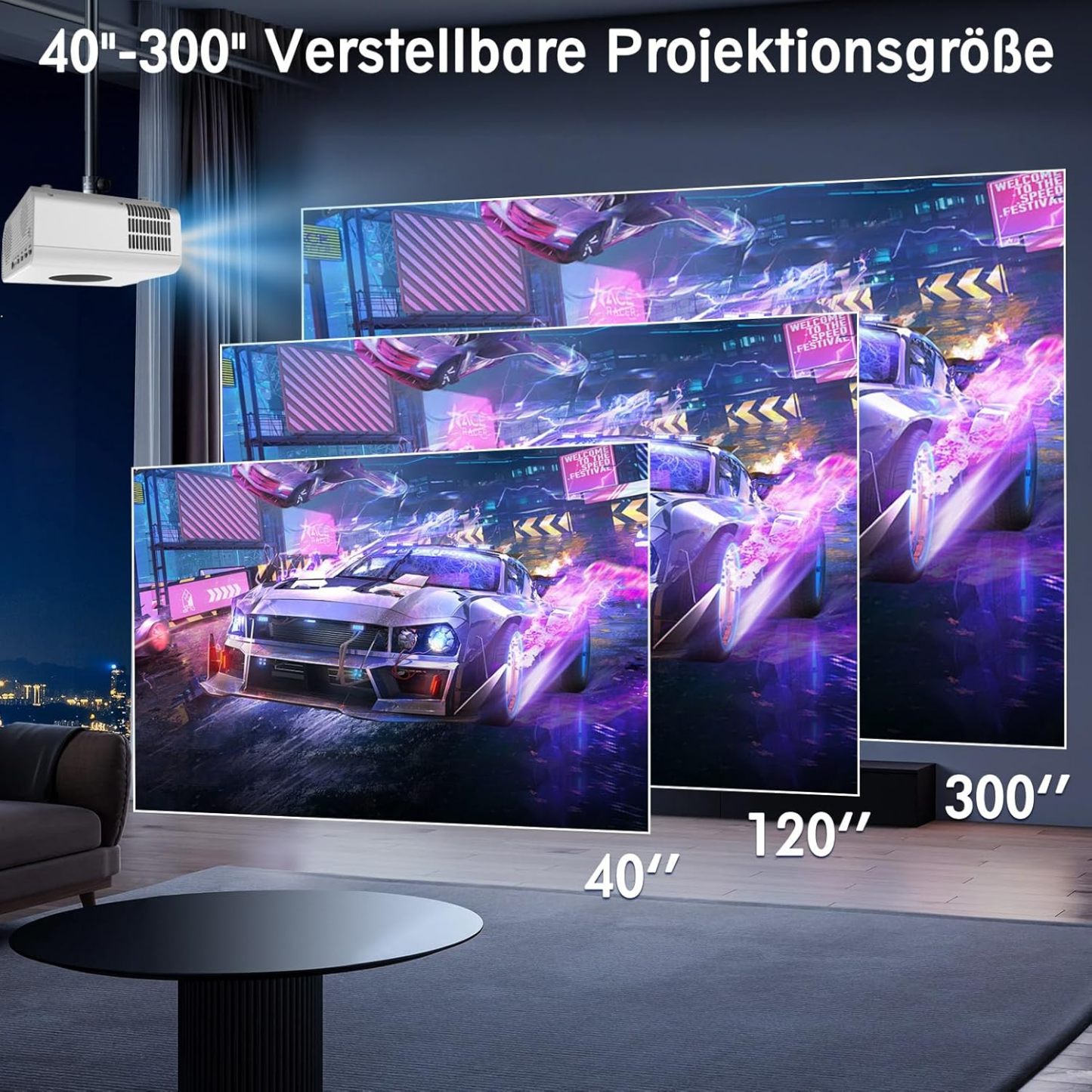 SEMNARE SUCCES Mini Beamer 4K-Unterstützung, 2024 Neuer Full HD 1080P Projektor mit 20000 Lumen, Bluetooth und WiFi, Tragbarer Heimkino Beamer für Smartphone/TV Stick/PS5, HDMI/USB/AV, kompatibel mit iOS/Android